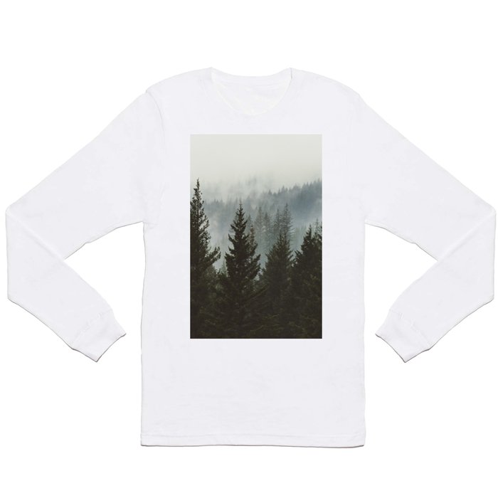 Forest Fog Mountain IV - Wanderlust Nature Photography Long Sleeve T Shirt