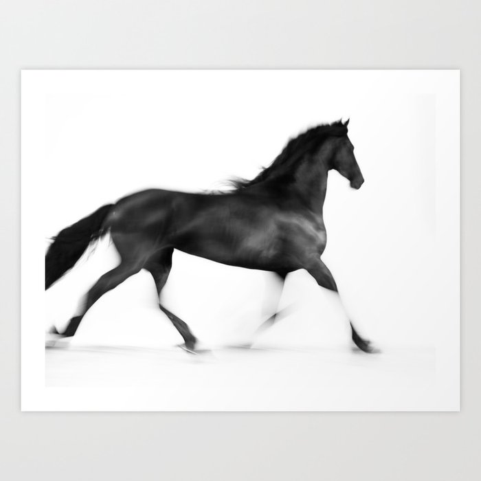 Abstract Horse - Black and White Art Print