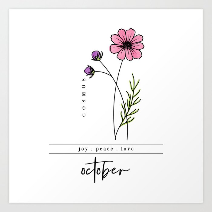 October Birth Flower | Cosmos Art Print