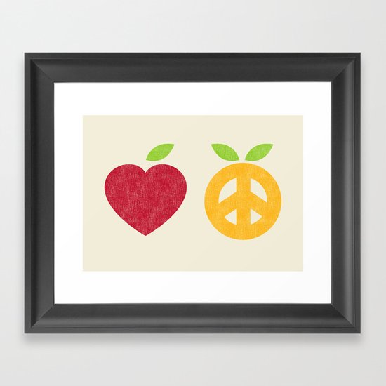 Apple and Orange - Love and Peace Framed Art Print