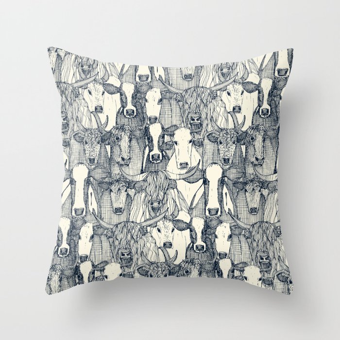 just cattle indigo pearl Throw Pillow