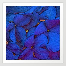 Crinkly floral blue Art Print