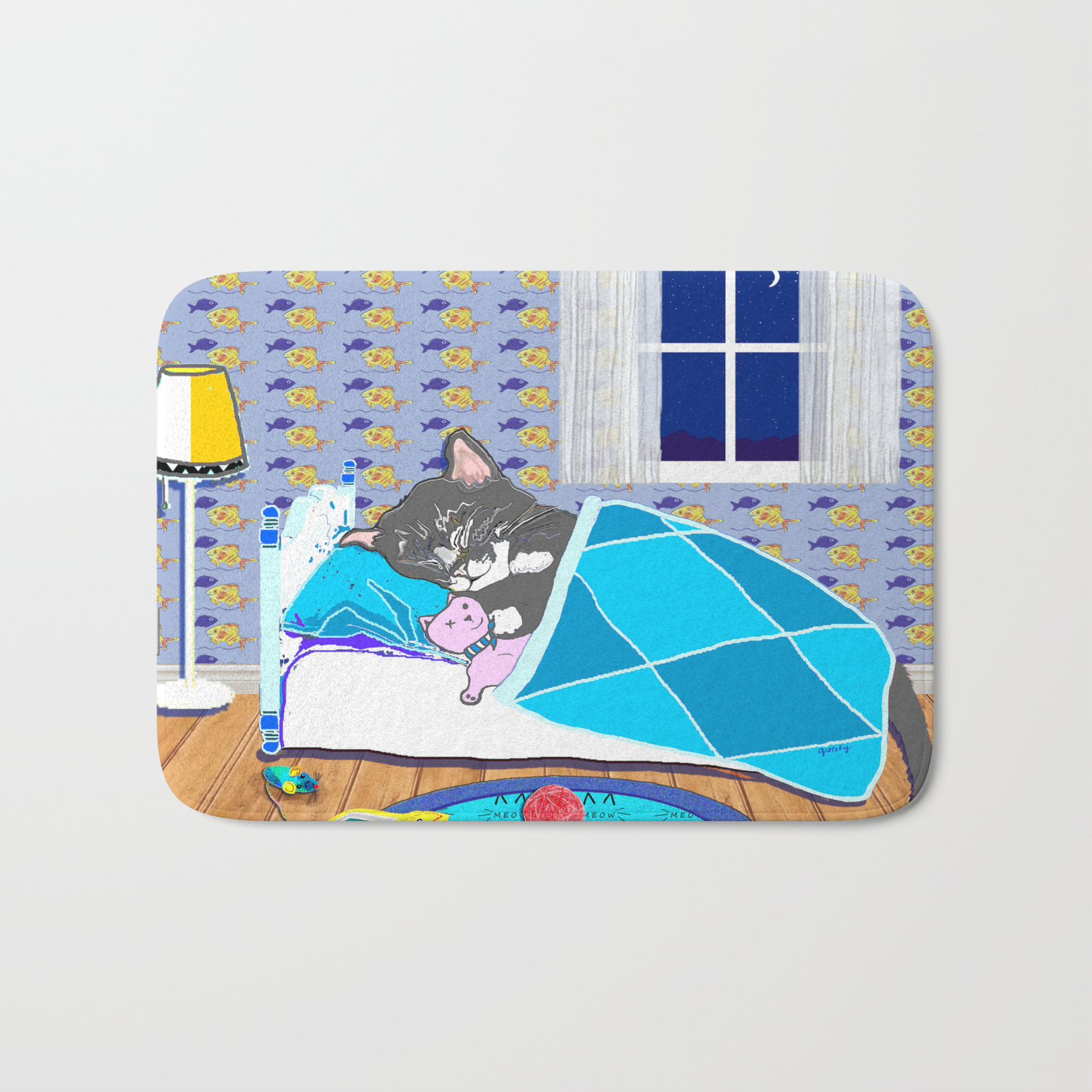 Sleepy Time Cat Bath Mat By Catattack Society6