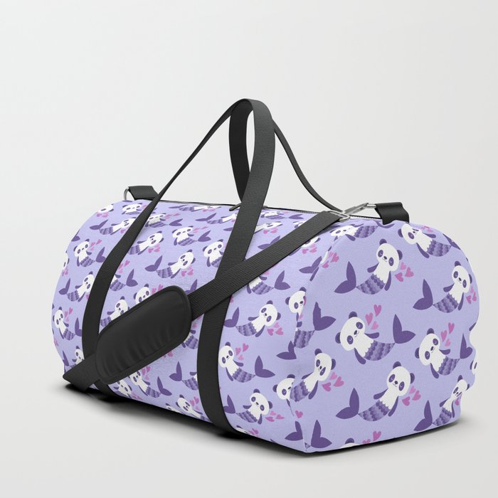 Cute purple merpandas Duffle Bag by Petits Pixels Society6