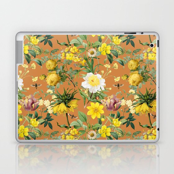 Blooming Garden - Warm Colors Botanical Illustration collage Laptop & iPad Skin