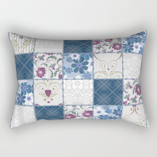 Patchwork floral lace pattern background Rectangular Pillow