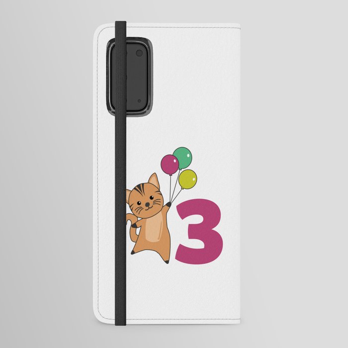 Cat Third Birthday Balloons For Kids Android Wallet Case