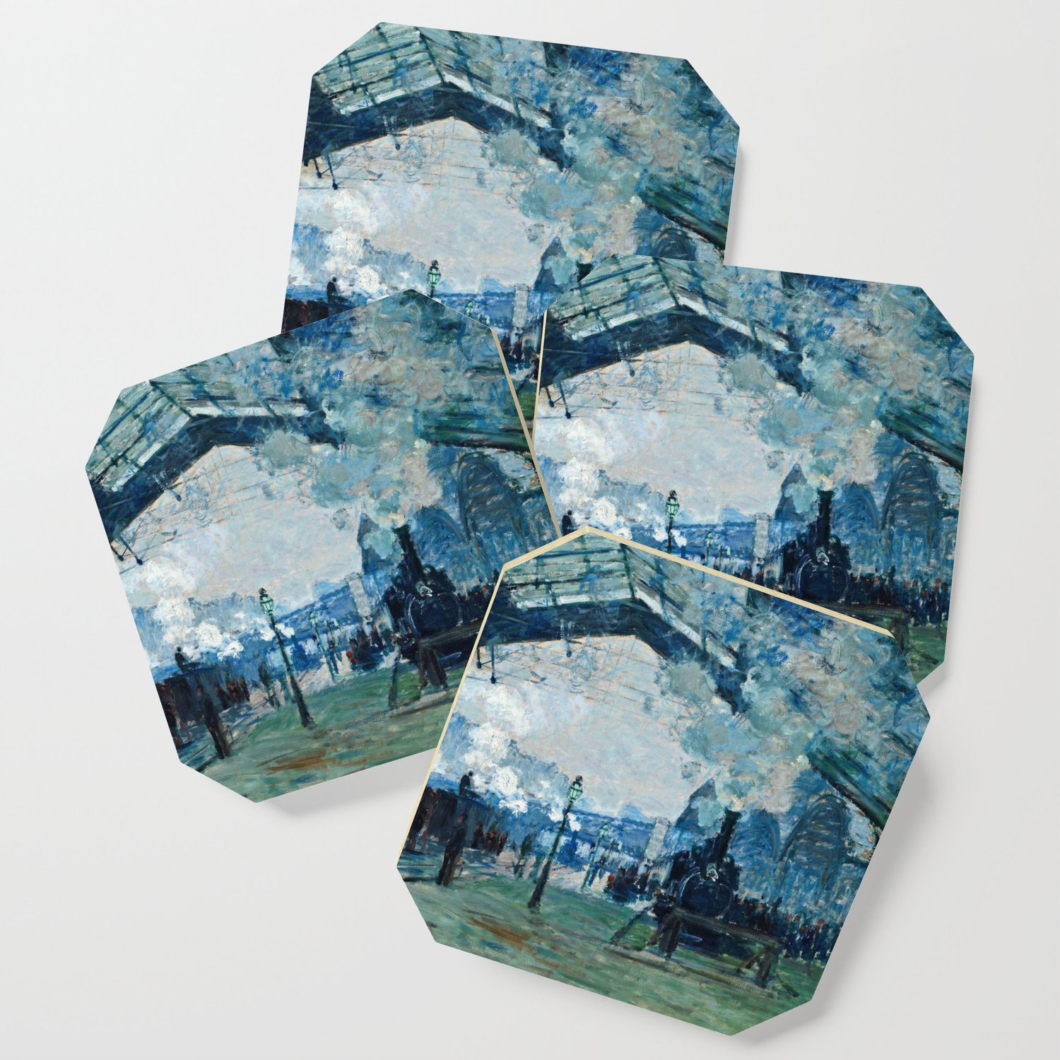 Claude Monet Arrival Of The Normandy Train Gare Saint Lazare Coaster By Favoritepaintingsart Society6