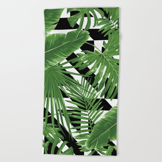 tropical geometric Beach Towel