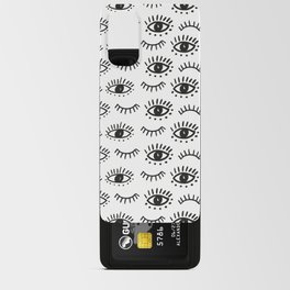 Hand drawn Eye Pattern - Black and White Android Card Case