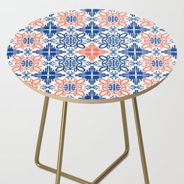 Cheerful retro Modern Kitchen Tile Pattern Red and Navy Blue Side Table
