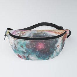 Abstract teal white orange pink marble  Fanny Pack