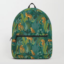 Preppy Tropical Leopard Jungle Scene Backpack