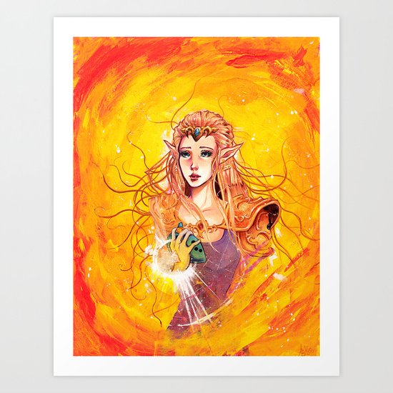 Princess Zelda - Copic Marker and Acrylic Art Print