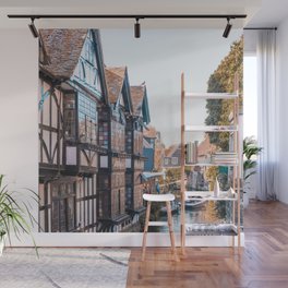 Great Britain Photography - River Going Between Medieval Buildings Wall Mural