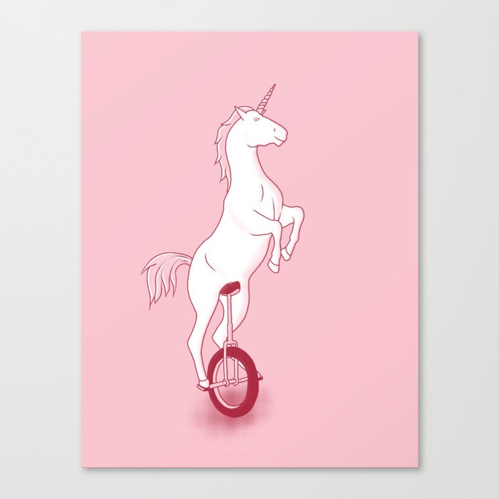 Unicorn on a unicycle - pink Canvas Print
