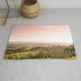 Beautiful tuscan landscape Rug | Hill, Color, Sunrise, Sunset, Panorama, Digital, Travel, Tuscany, Landscape, Rural 