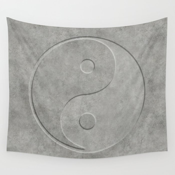 Yin and Yang Symbol embossed  concrete stone Wall Tapestry