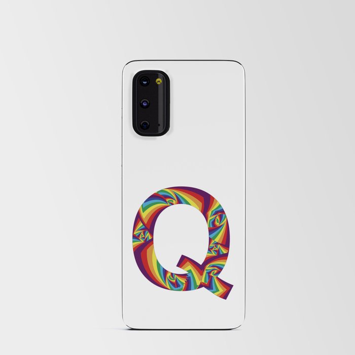 capital letter Q with rainbow colors and spiral effect Android Card Case