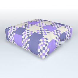 Blue & Very Peri Gingham Checkered Pattern Outdoor Floor Cushion