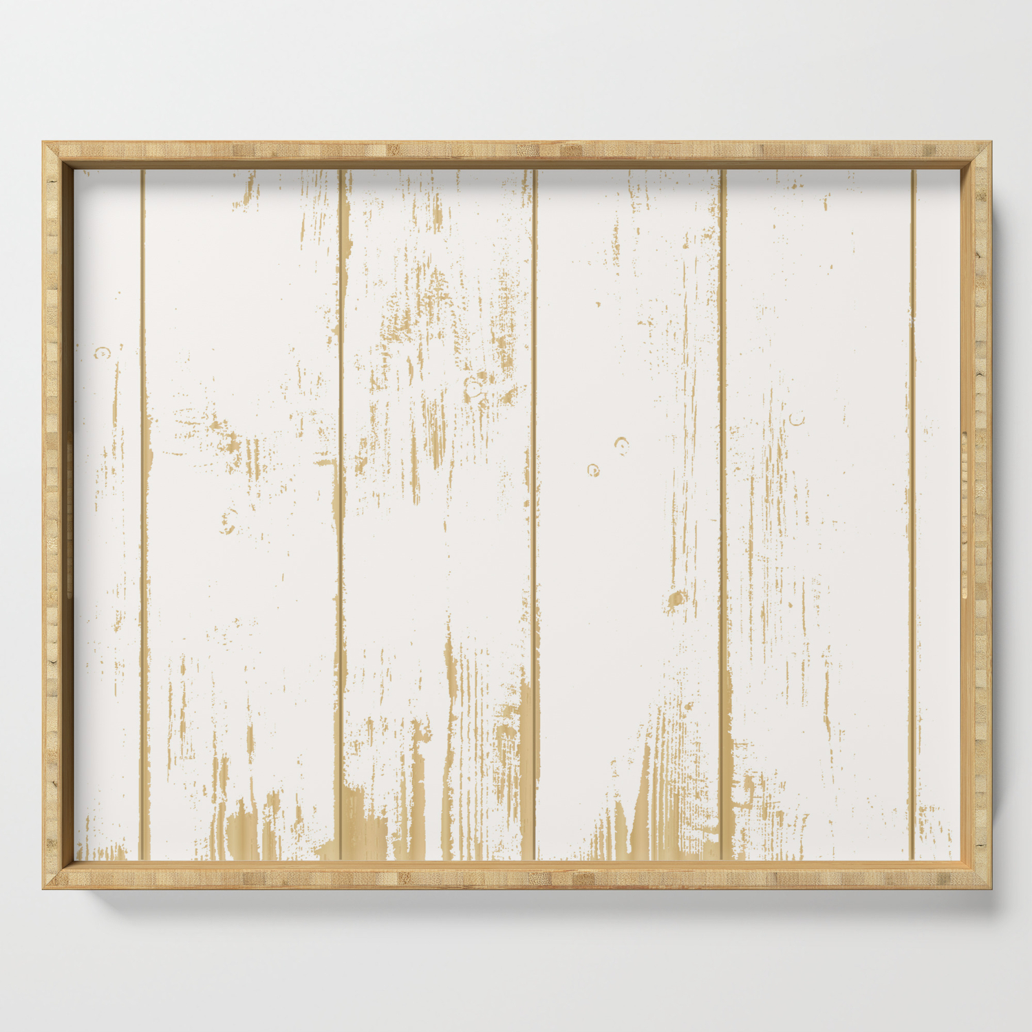 Rustic Wooden Texture White And Gold Antique Wood Serving Tray