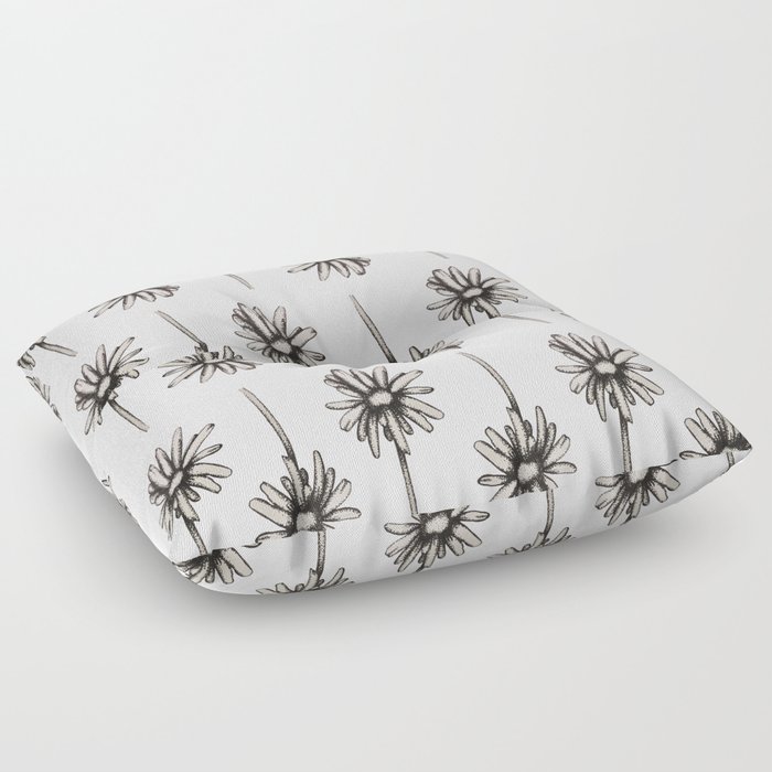 Speckled Daisy Black and White Print Floor Pillow
