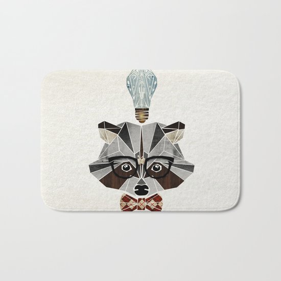 raccoon nerd Bath Mat