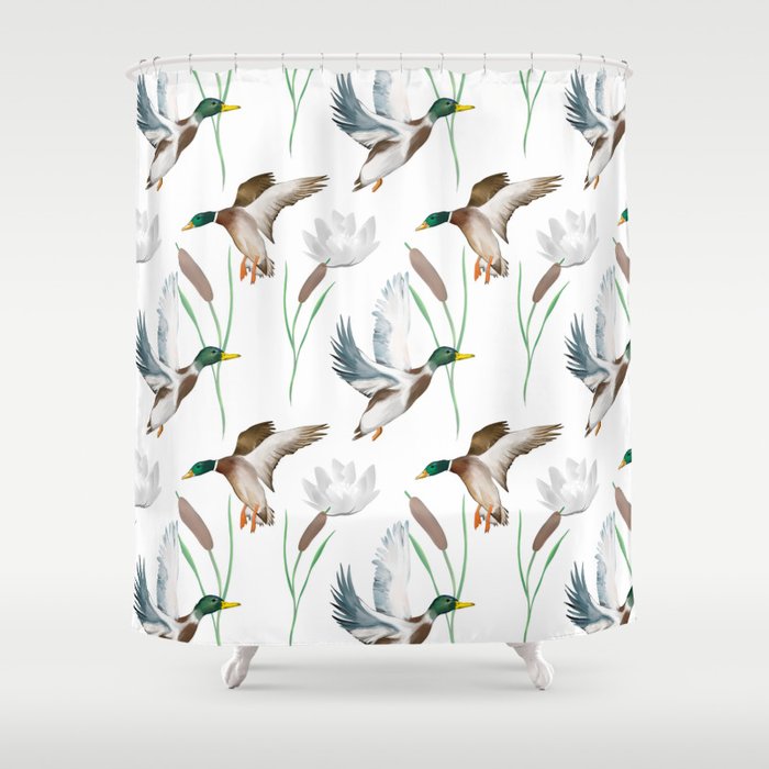 Cute ducks art ,Goose,geese,Birds illustration,pattern  Shower Curtain