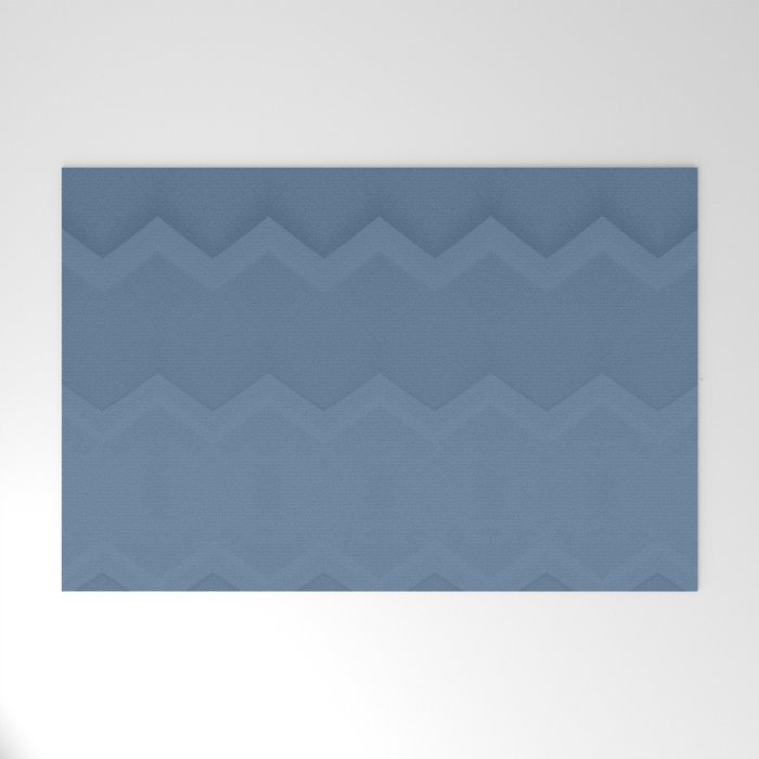 Simple Solid Aztec Boho Pattern Blue Welcome Mat
