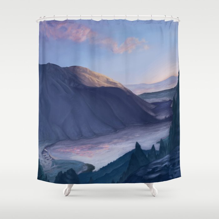 Mono village Twin Lakes Shower Curtain