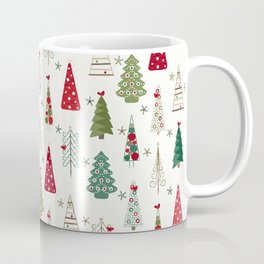 Scandinavian Christmas Trees Pattern - Red Green Mug