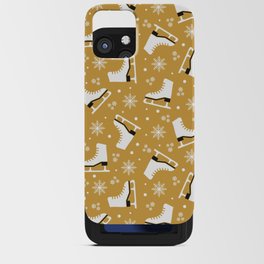 Winter themed pattern with ice skates - yellow iPhone Card Case