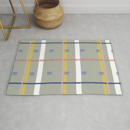 Textured Plaid Lime Army Green Rug
