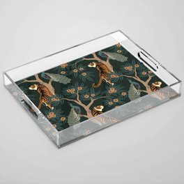 Vintage tiger and peacock Acrylic Tray