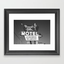 Route 66 - Desert Hills Motel 2012 BW Framed Art Print
