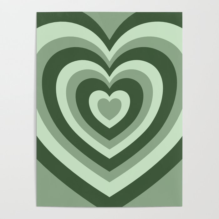 Hypnotic Green Hearts Poster