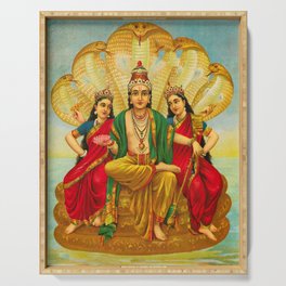Sesha Narayana, King of Nagas by Raja Ravi Varma Serving Tray