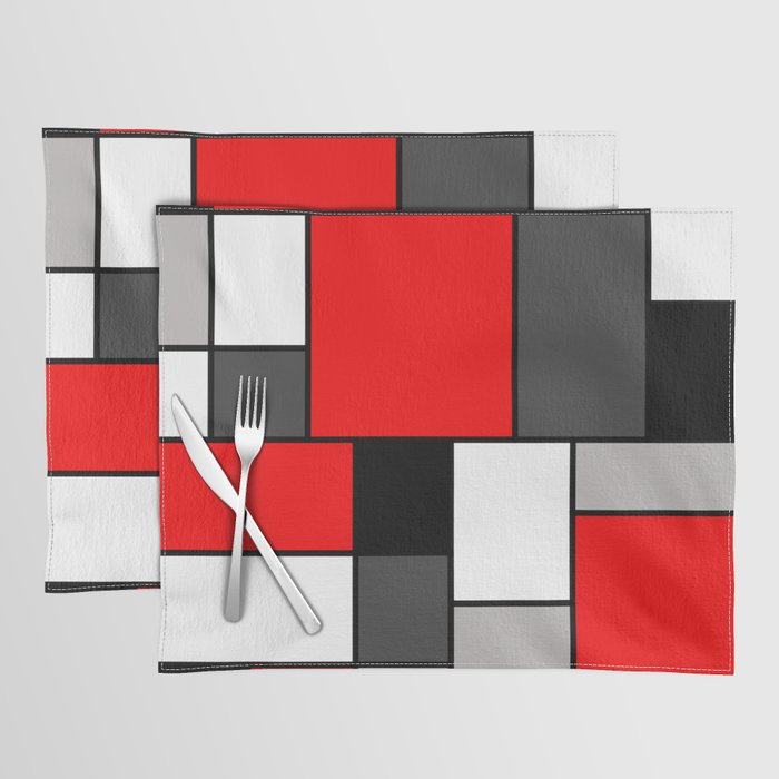 Red Black and Grey squares Placemat
