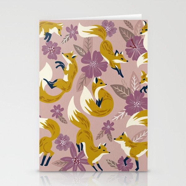 Foxes & Blooms – Lavender Palette Stationery Cards