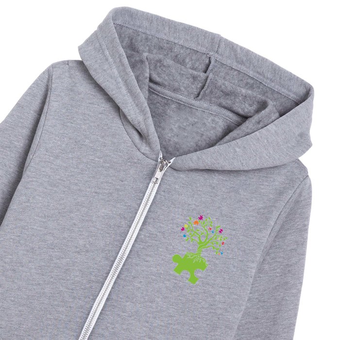 Autism Awareness Tree Kids Zip Hoodie