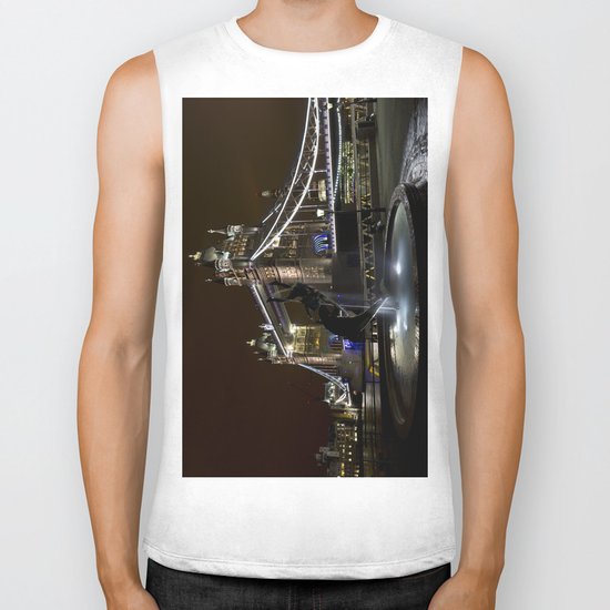 Girl and dolphin and Tower Bridge Biker Tank