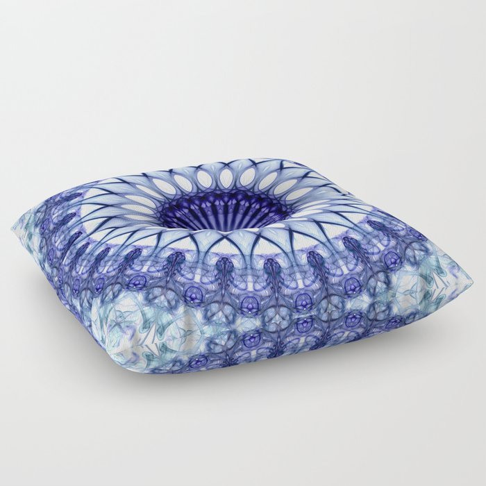 Winter cold blue mandala Floor Pillow