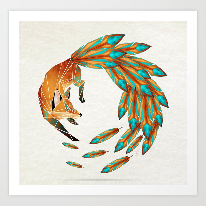 fox circle Art Print
