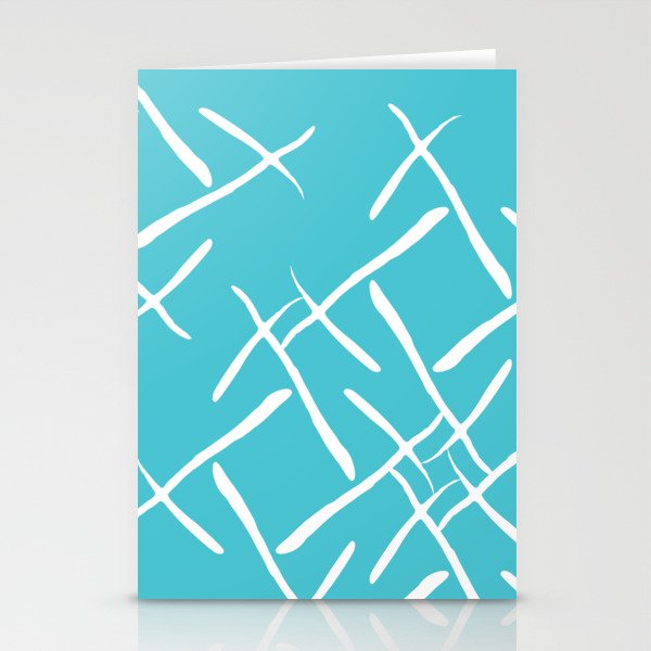 White cross marks on blue background Stationery Cards