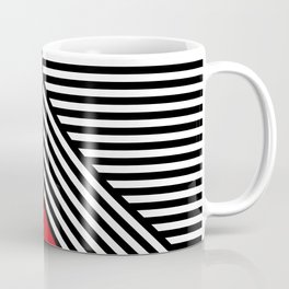 Black and white stripes with red triangle Mug