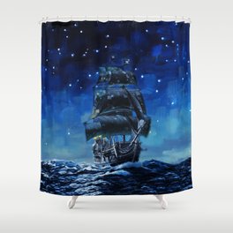 Black Pearl Starry Night Shower Curtain
