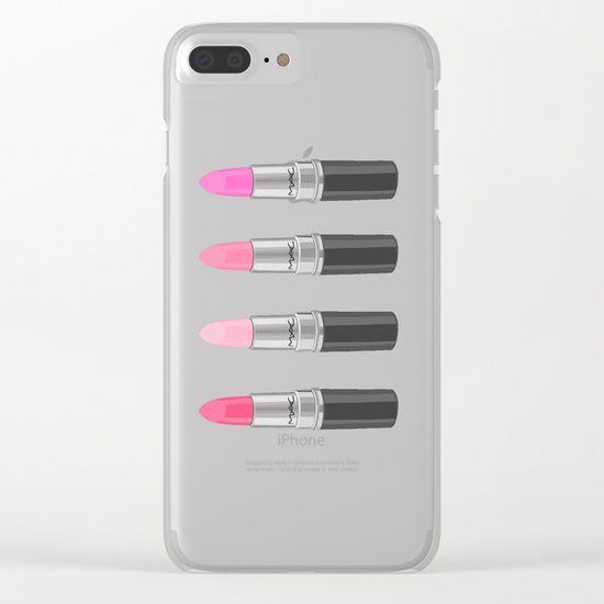 Favorite Pink Lipsticks, girly, lipstick, make up, cosmetics, illustration Clear iPhone Case