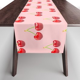 cherries on pink collage Table Runner