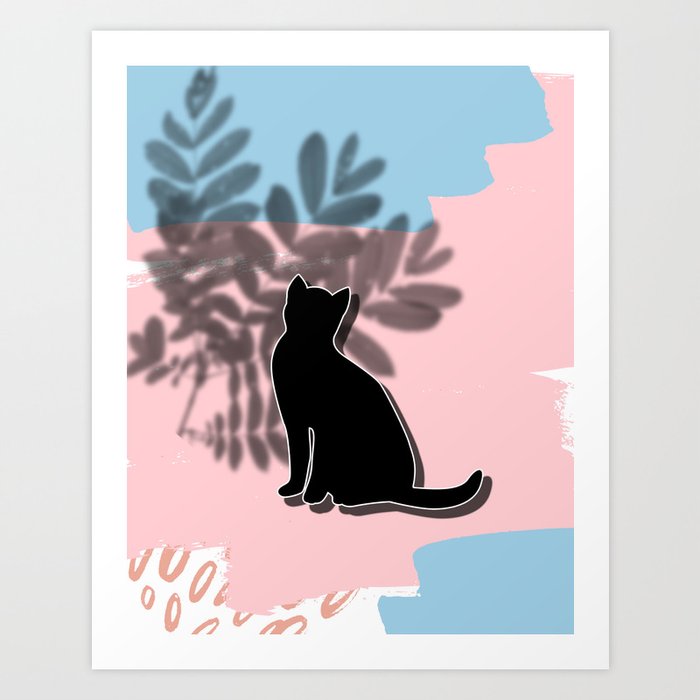 Folk Cat Illustration  Art Print