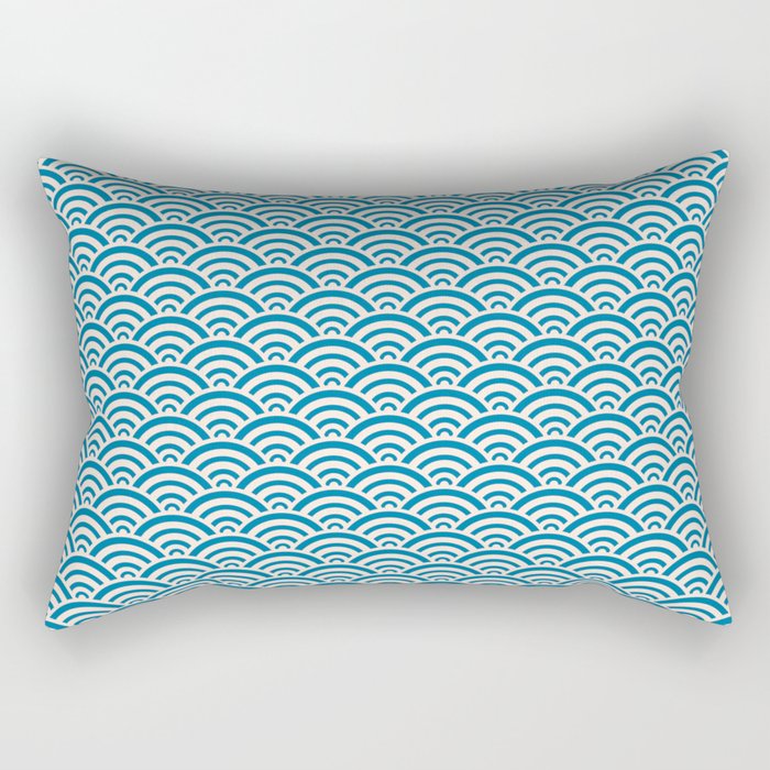 Traditional Seigaiha Japanese Wave Art Pattern - Ukiyo E Art Rectangular Pillow